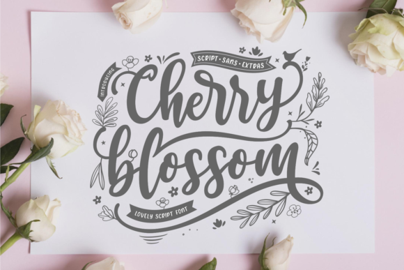 Cherry Blossom Font: A Trio of Elegance for Creative Projects