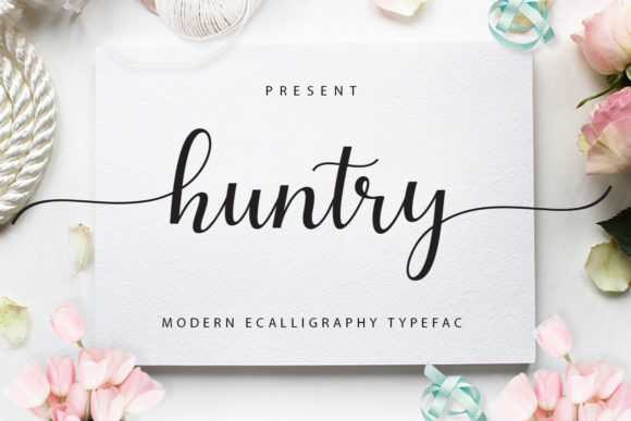Transform Your Designs with the Romantic Boldness of Huntry Font